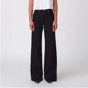 NEW AMO Frida High Rise Wide Leg Long Inseam Jean Black SZ 27